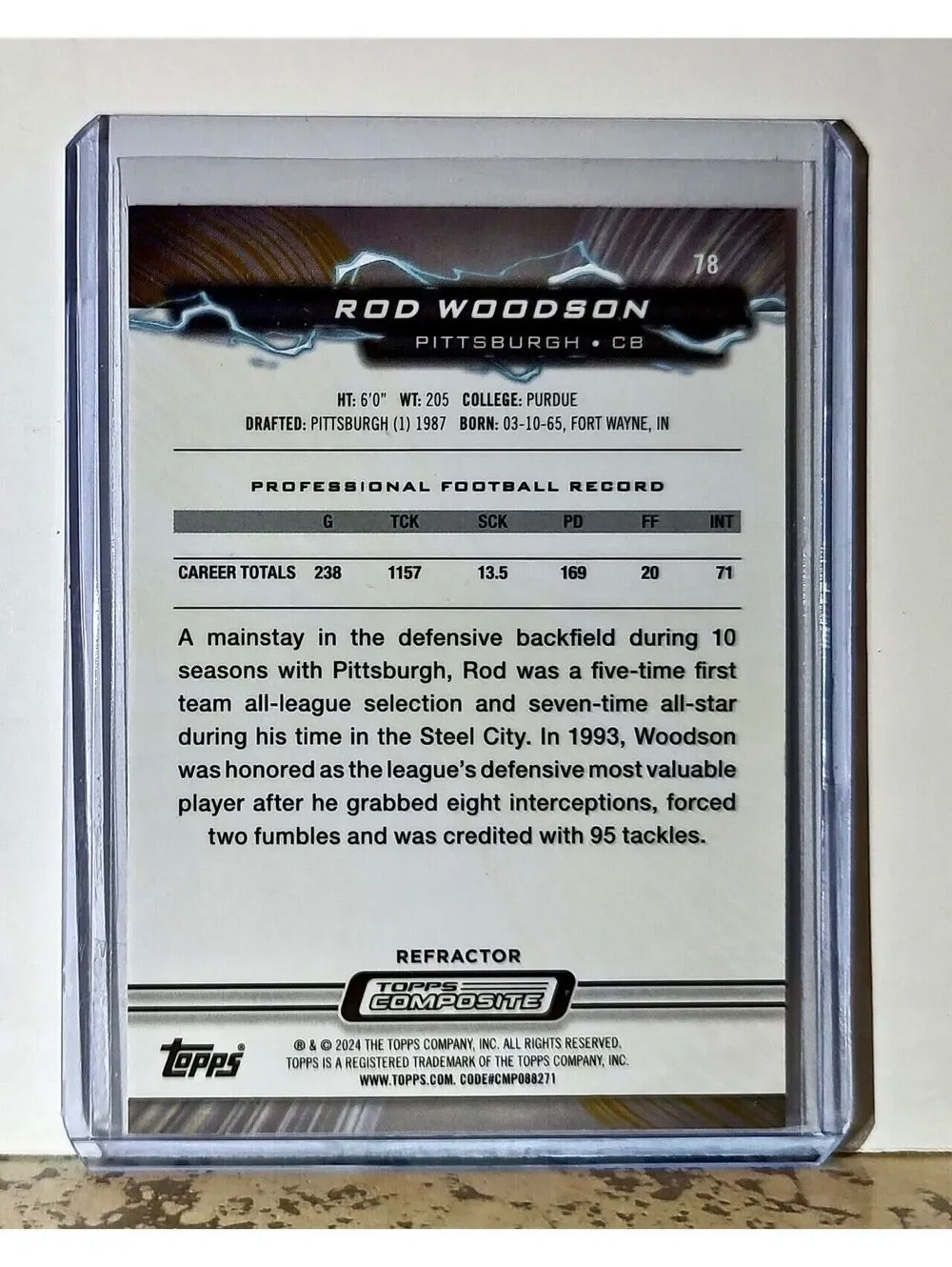 Rod Woodson 2023 Topps Resurgence Refractor NFL #78 Card Pittsburgh Steelers